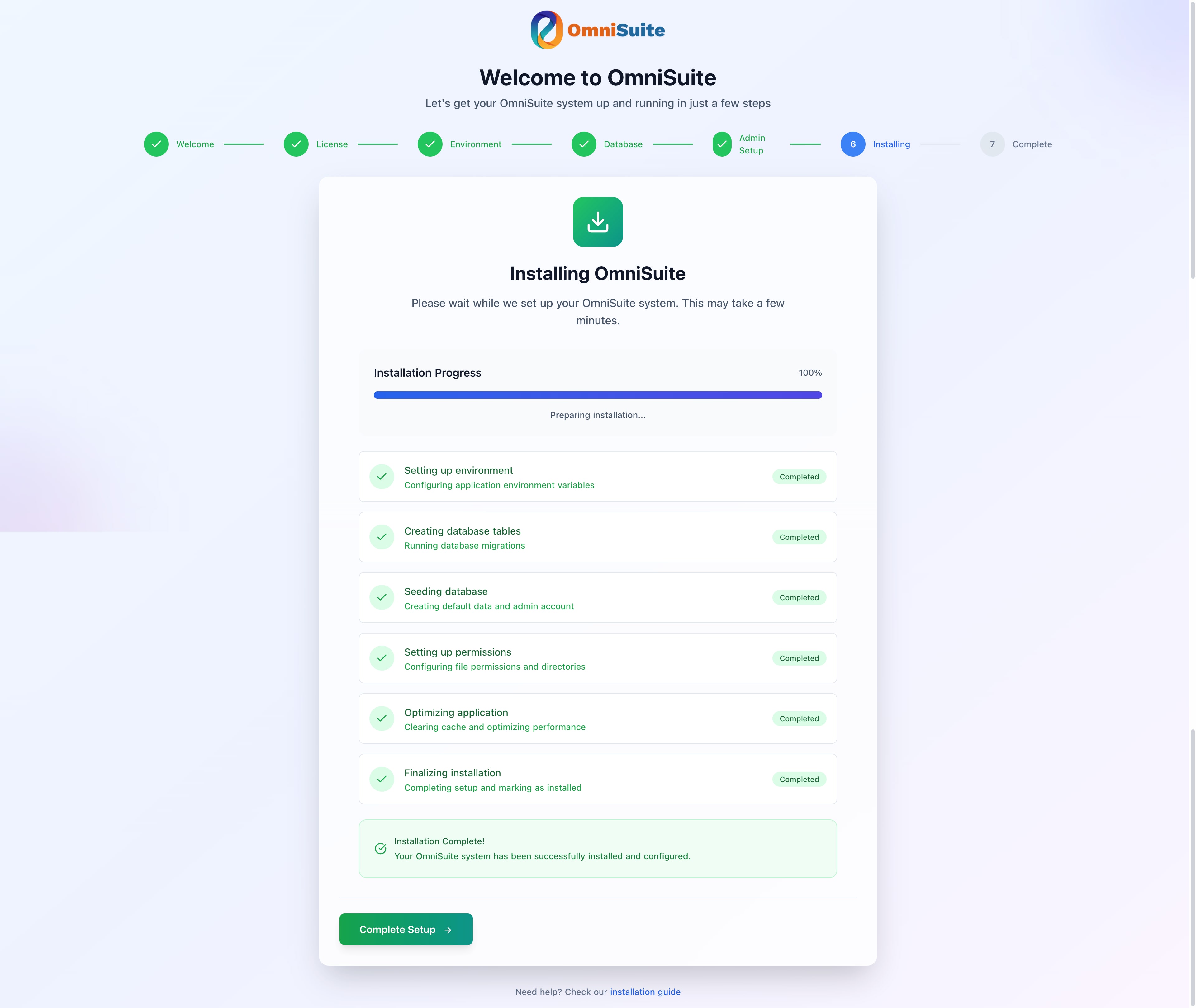 Installation Progress Screen